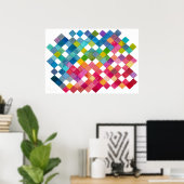 Poster Rainbow Tile Patches Watercolor Art Print (Bureau à domicile)