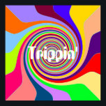 Poster Rainbow tourbillon Super psychédélique pop art Tri<br><div class="desc">Affiche hippie de Trippin avec un design super et branché de tourbillons psychédéliques arc-en-ciel inspirés de l'art pop des années 1960 et 1970. Ce design ludique, coloré et lumineux vous apportera le sourire.</div>