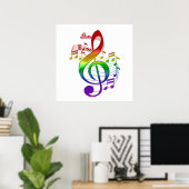 Poster Rainbow Treble Clef and Music Notes (Bureau à domicile)