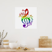 Poster Rainbow Treble Clef and Music Notes (Cuisine)