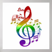 Poster Rainbow Treble Clef and Music Notes (Devant)