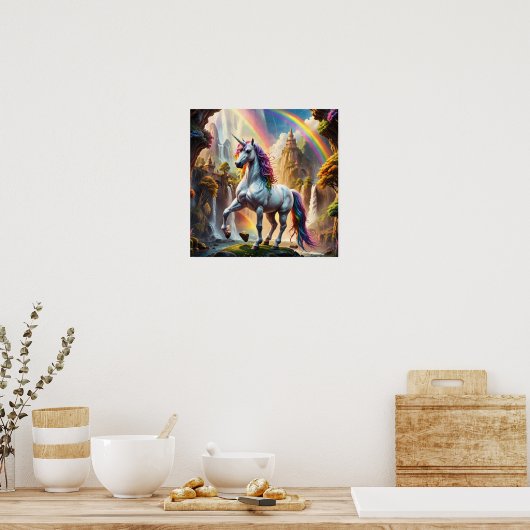 Poster Rainbow Unicorn devant le château (Cuisine)