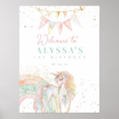 Poster Rainbow Unicorn Pastel Anniversaire Bienvenue (Devant)