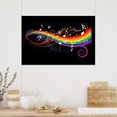 Poster Rainbow White Music Notes sur Black (Cuisine)