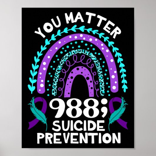 Poster Rainbow You Problem 988 Suicide Prevention Award (Devant)