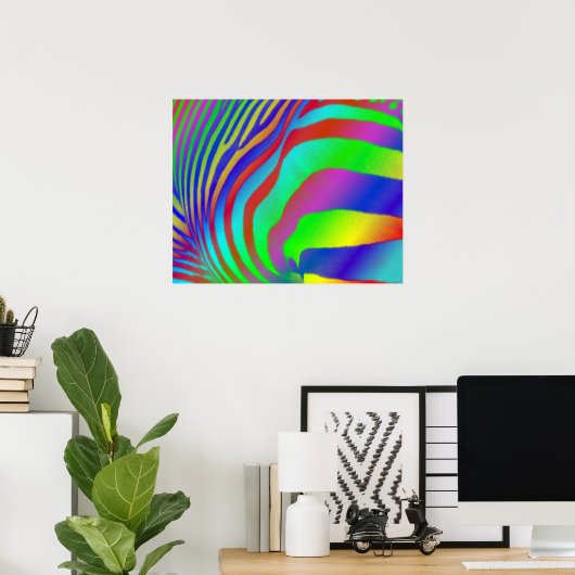 Poster Rainbow Zebra (Bureau à domicile)