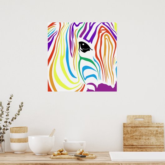 Poster Rainbow Zebra (Cuisine)