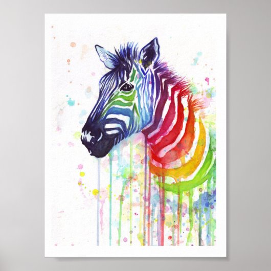 Poster Rainbow Zebra (Devant)