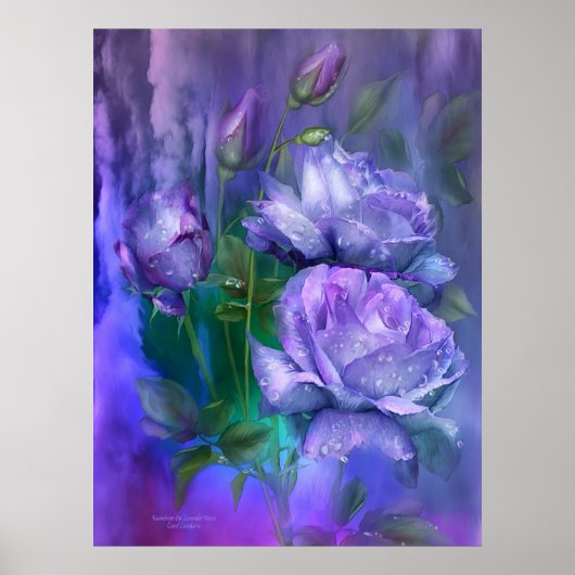 Poster Raindrings Sur Lavender Rose Poster/Imprimer (Devant)