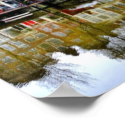 Poster Rainy Day Amsterdam Canal Winter Réflexions Photo (Coin)