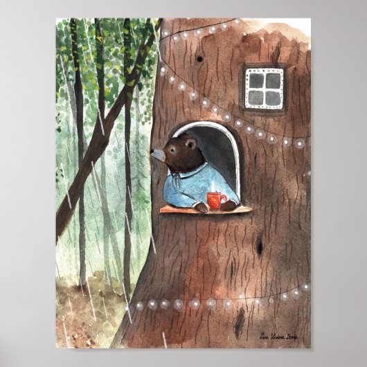 Poster Rainy Day Bear Daydream Tea Time illustration (Devant)