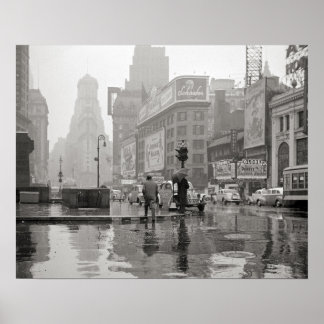 Poster Rainy Day dans Times Carré, 1943. Photo vintage