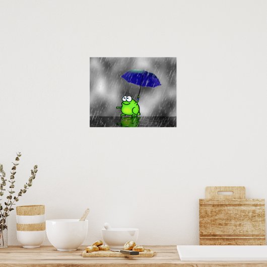 Poster Rainy Day Frog Print (Cuisine)