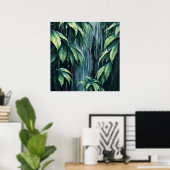 Poster Rainy Forest - Art de style illustratif paisible (Bureau à domicile)