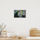 Poster Rainy Romance with Parrot – Parrot on Lamp in Rain (Cuisine)