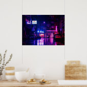 Poster Rainy Streets At Night In Tokyo, Japon (Cuisine)