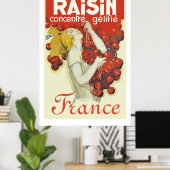 Poster Raisin (publicité Vintage en français) (Bureau à domicile)