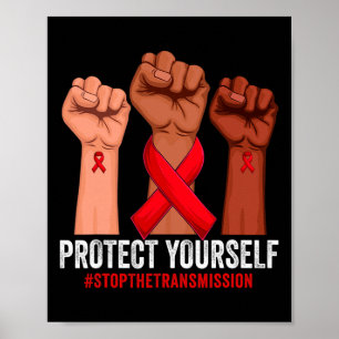 Poster Raising Hand Protect Yourself HIVAIDS Awareness Re