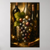 Poster Raisins en cuivre et vin en argent d'or (Devant)