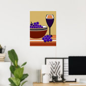 Poster Raisins et Wineglass en Maroon et Tan (Bureau à domicile)