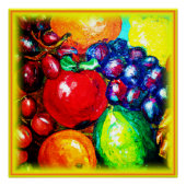 Poster Raisins, Lime, Orange, Fruits de pomme. Commandez (Devant)