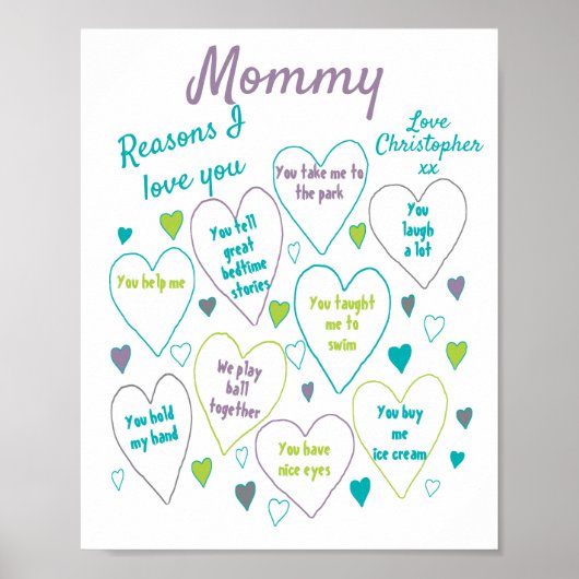 Poster Raisons I Love You Mère's Day Cadeau (Devant)