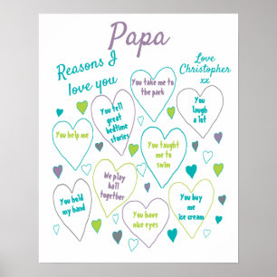 Poster Raisons J'Aime Papa Cadeau