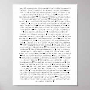 Poster raisons pour lesquelles nous vous aimons jalon ann