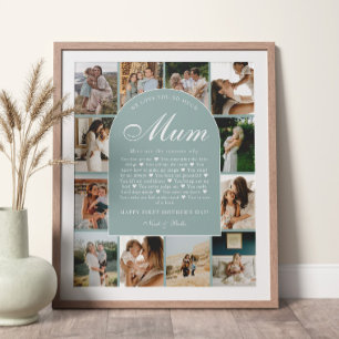 Poster Raisons turquoise pour lesquelles nous t'aimons Ma