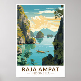 Poster Raja Ampat Indonésie bateaux voyage Art Vintage