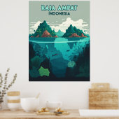 Poster Raja Ampat Indonésie Sous-marin Scuba Retro (Cuisine)