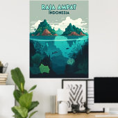 Poster Raja Ampat Indonésie Sous-marin Scuba Retro (Bureau à domicile)