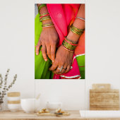 Poster Rajasthan Gros plan des mains des femmes (Cuisine)