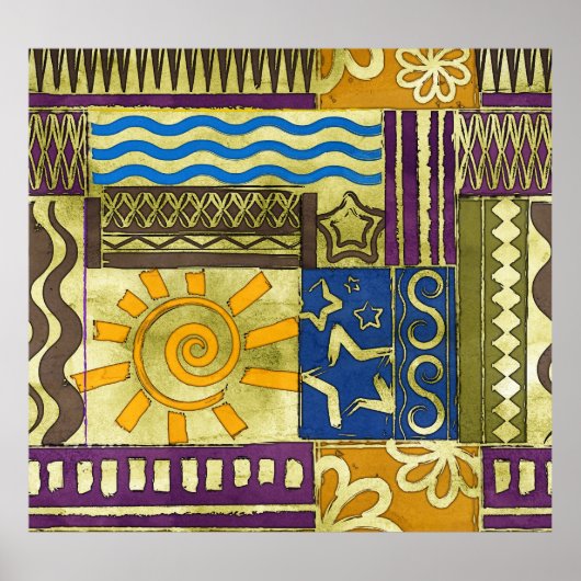 Poster Rajasthan Indian, Patchwork Tapis Texture. (Devant)