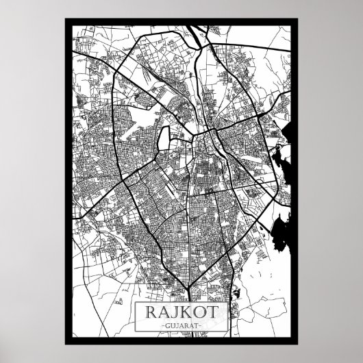 Poster Rajkot Gujarat City Map (Devant)