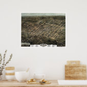 Poster Raleigh, NC Carte panoramique - 1872 (Cuisine)