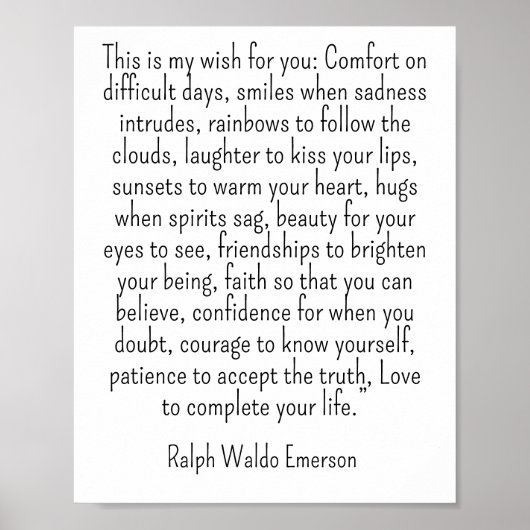Poster Ralph Waldo Emerson quote - this is my wish (Devant)