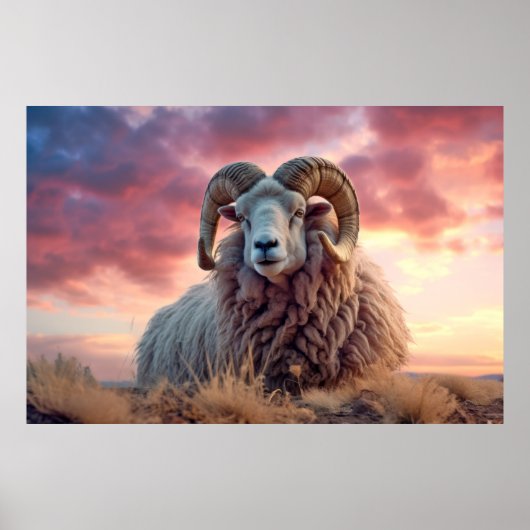 Poster Ram Animal Nature sauvage majestueuse (Devant)