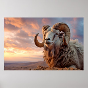 Poster Ram Animal Nature sauvage majestueuse
