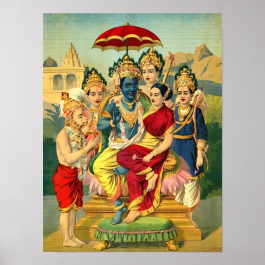 Poster Ram Panchayatan par Raja Ravi Varma (Devant)