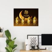 Poster Ramadan Golden Moon et Fanoos (Bureau à domicile)