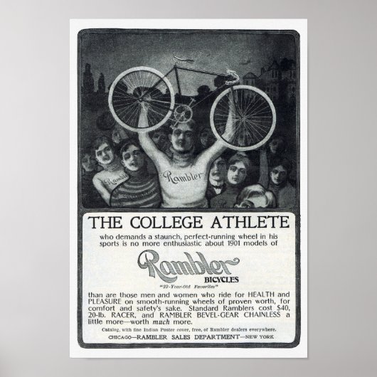 Poster Rambler Bicycle Annonce Vers 1901 (Devant)
