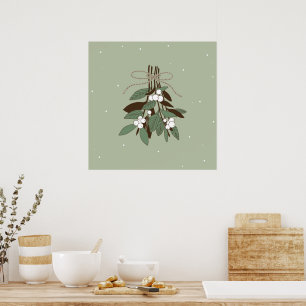 Poster Rameaux avec baies de neige