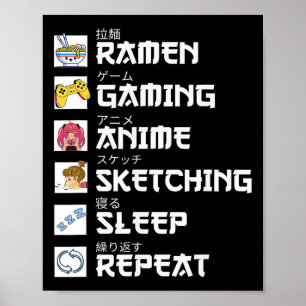 Poster Ramen Anime Jeu Répéter Otaku Anime Manga Vidéo