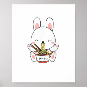 Poster Ramen Bunny Bowl pour Kawaii Ramen Noodle Soup Lov