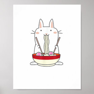 Poster Ramen Bunny nouilles japonaises Kawaii Rabbit Tee