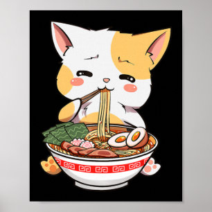 Poster Ramen Cat Anime Bowl Kawaii Neko Japanese Kids Gir