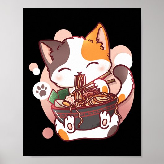 Poster Ramen Cat Anime Bowl Kawaii Neko Japonais (Devant)