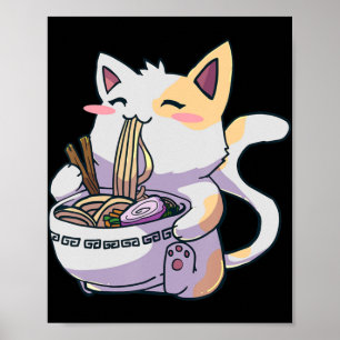 Poster Ramen Cat Kawaii Anime cadeau japonais