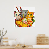 Poster Ramen Cat Kawaii Neko Anime Otaku Cats Japonais (Cuisine)